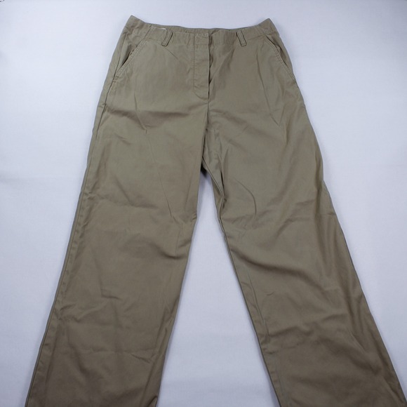 Dries Van Noten Pants - Dries Van Noten Khaki Cotton Wide Leg Pants Button Fly Women's Size 40 US 8